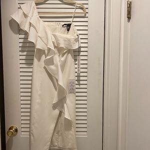 NWT JAY GODFREY one-shoulder white ruffle dress